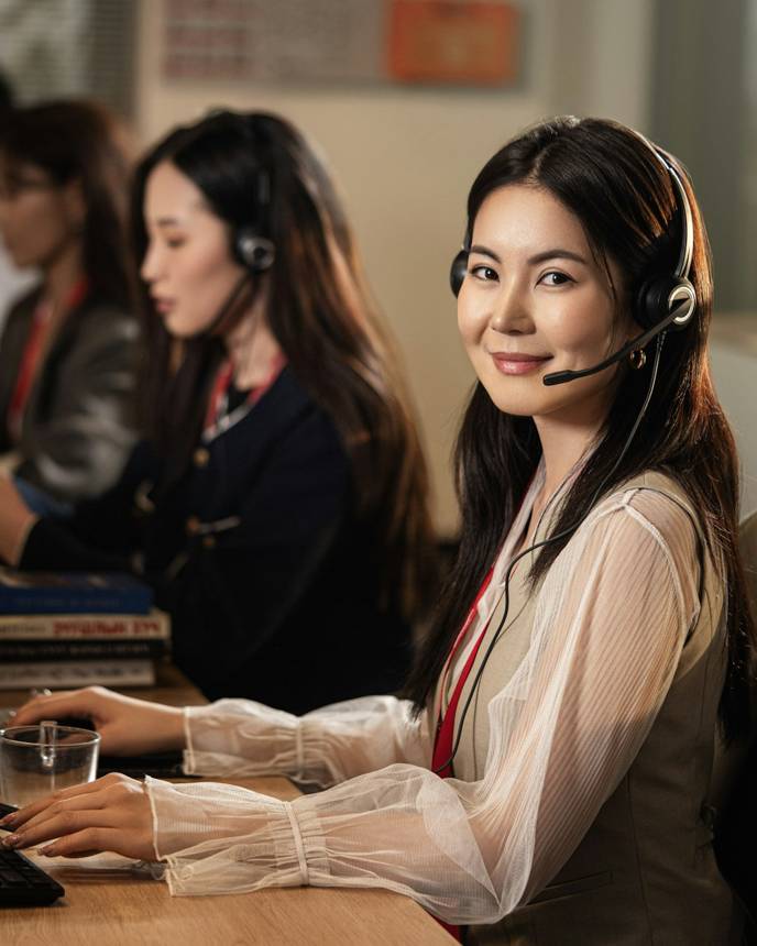 Agente de atención con auriculares