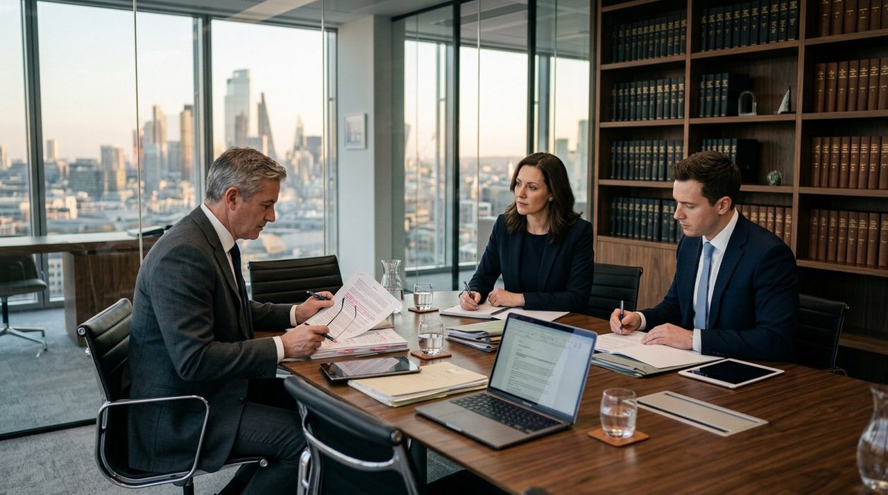 Reunión de abogados en una oficina corporativa